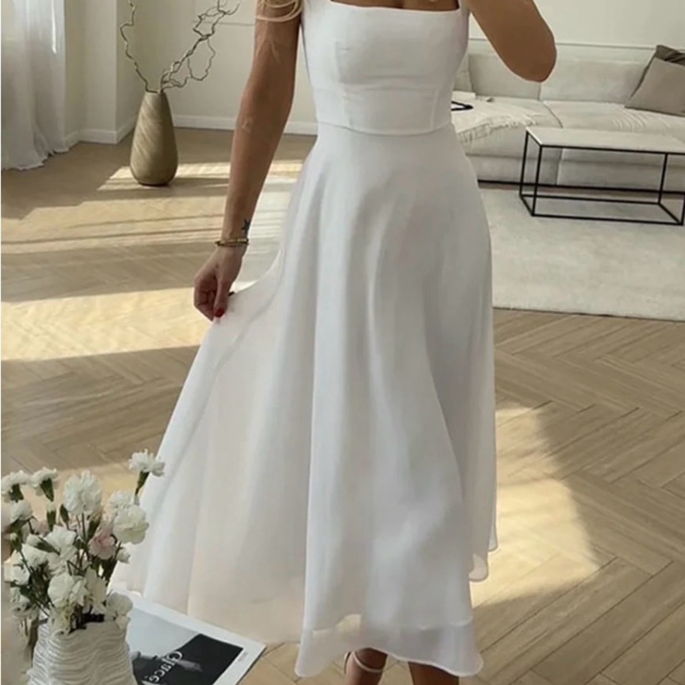 Women's Black Square Neck A-Line Dress